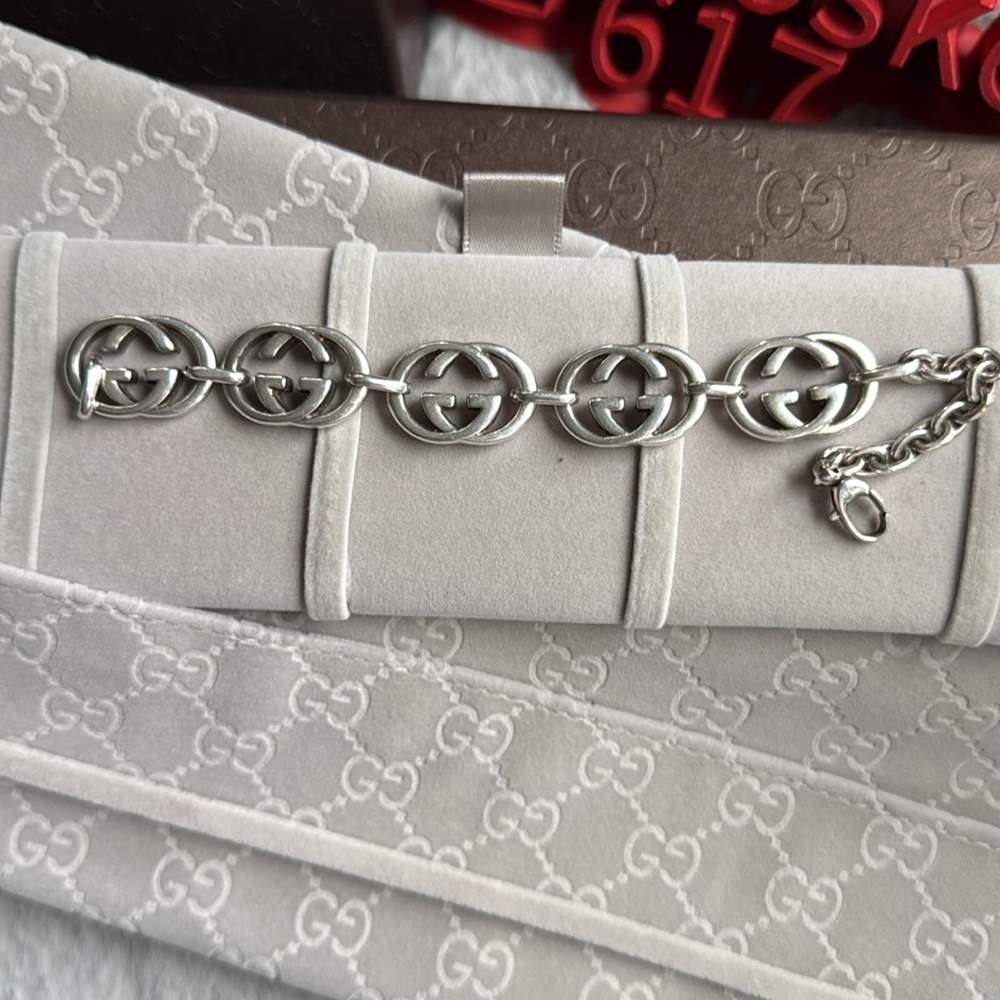 Gucci Sterling Silver Monogram Bracelet